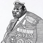 "Caricature of Idi Amin, President of Uganda from 1971 to 1979" by Edmund S. Valtman on Wikimedia Commons (Public domain)