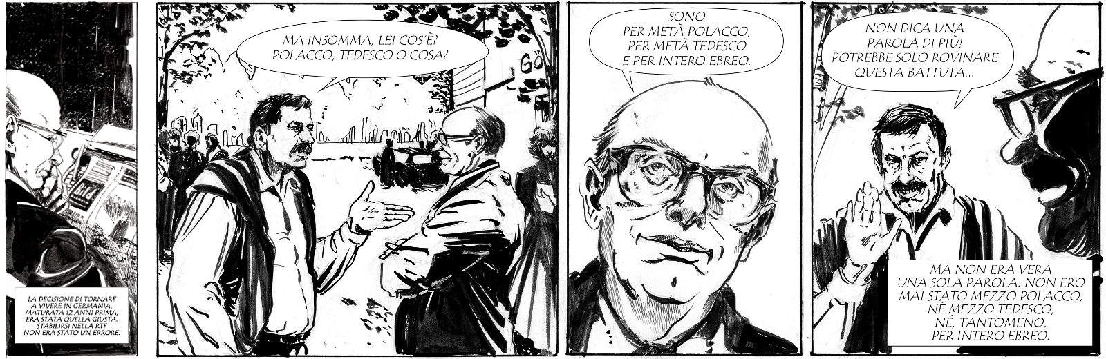 Marcel Reich-Ranicki di fronte alla fotografia di Willy Brandt in ginocchio / Reich-Ranicki si presenta a Günter Grass.