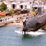 Il sommergibile "Gianfranco Gazzana Priaroggia" della Marina Militare, varo. 26 giugno 1993