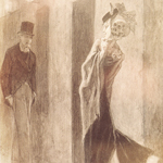 Félicien Rops (1833-1898), "Parodie humaine", 1878-1881. Matita e gessetto su carta, 22,5×15,5 cm. Parigi, collezione privata (attraverso Wikimedia Commons [Public domain])