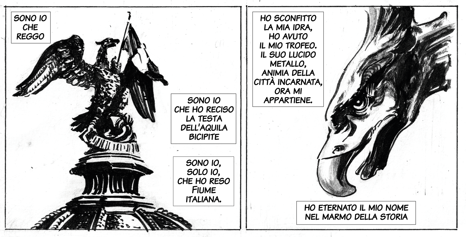 Il seduttore sedotto / D'Annunzio abbandona Fiume. Disegno di Giulia Giaccaglia ©