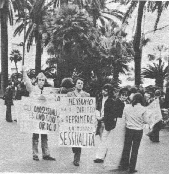 "1972_-_Pezzana_alla_Manifestazione_di_Sanremo_-_da_-_Fuori!_n._1,_giugno_1972,_pagina_5" by Gdallorto via Wikimedia Commons (NO COPYRIGHT)