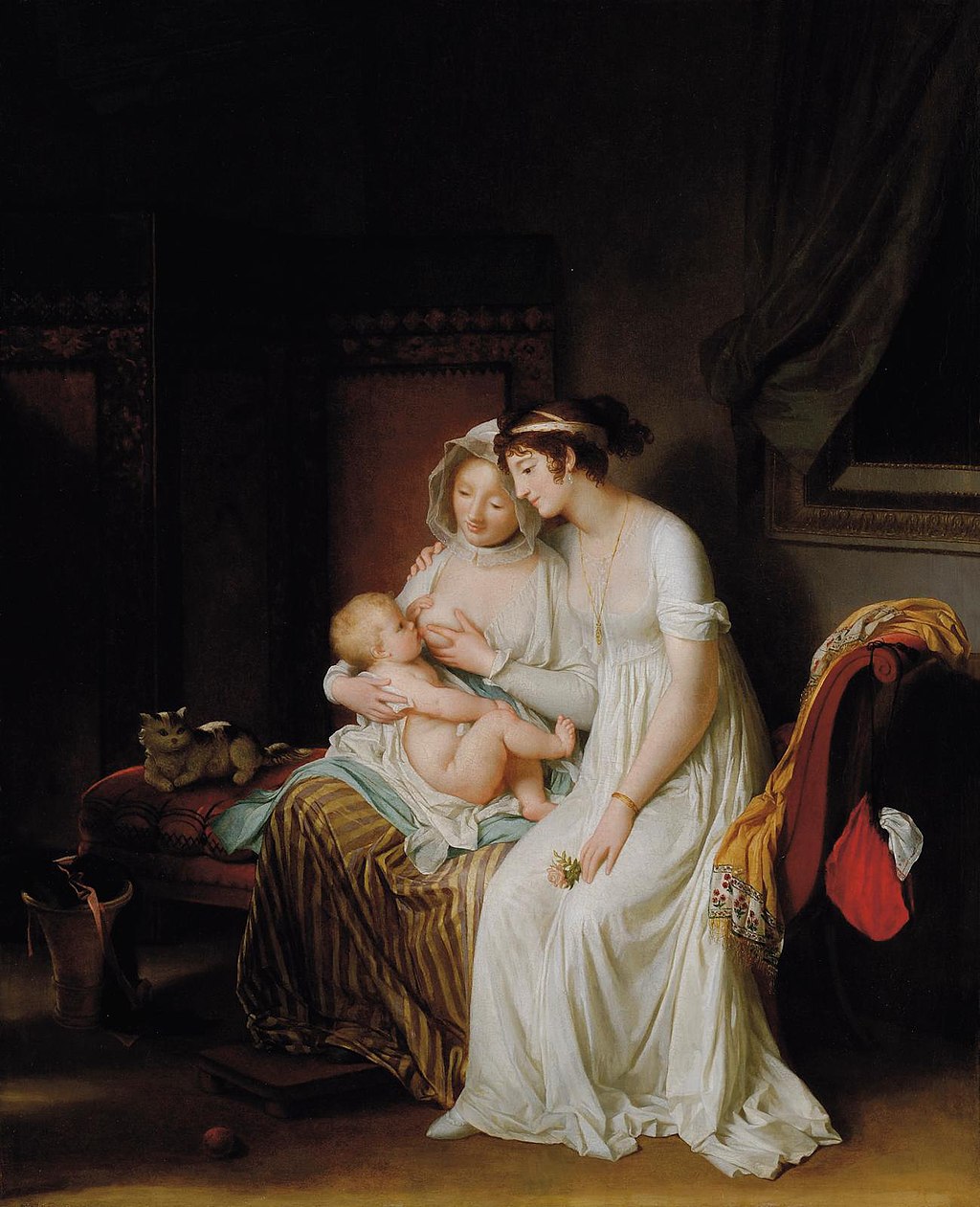 "Marguerite Gérard (1761-1837), Une femme allaitant son enfant regardée par son amie, 1802, olio su tela" by Grasse, musée Jean-Honoré Fragonard, collection Hélène et Jean-François Costa via Wikimedia Commons (Public Domain)