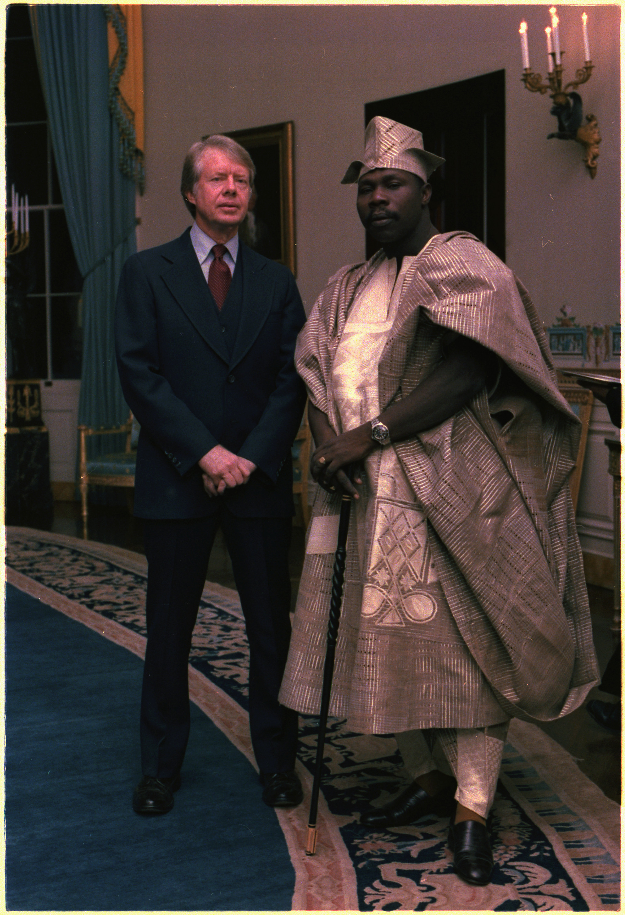 "Jimmy Carter with Lt. Gen. Olusegun Obasanjo of Nigeria" by National Archives and Records Administration Jimmy Carter Library (NLJC) via Wikimedia Commons (Public Domain)
