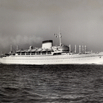 La motonave passeggeri "Giulio Cesare" in navigazione. 1951